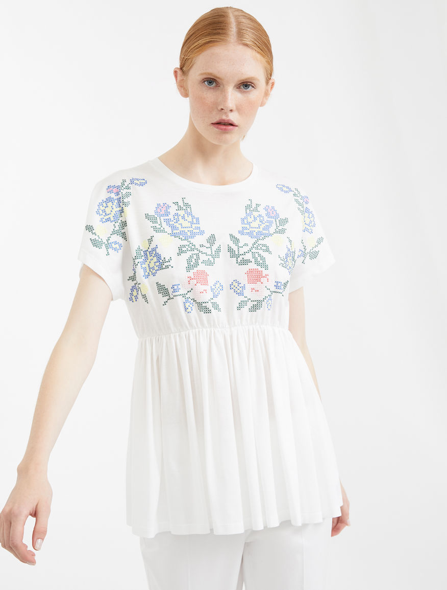 Embroidered cotton jersey T-shirt Weekend Maxmara Embroidered cotton jersey T-shirt Weekend Maxmara