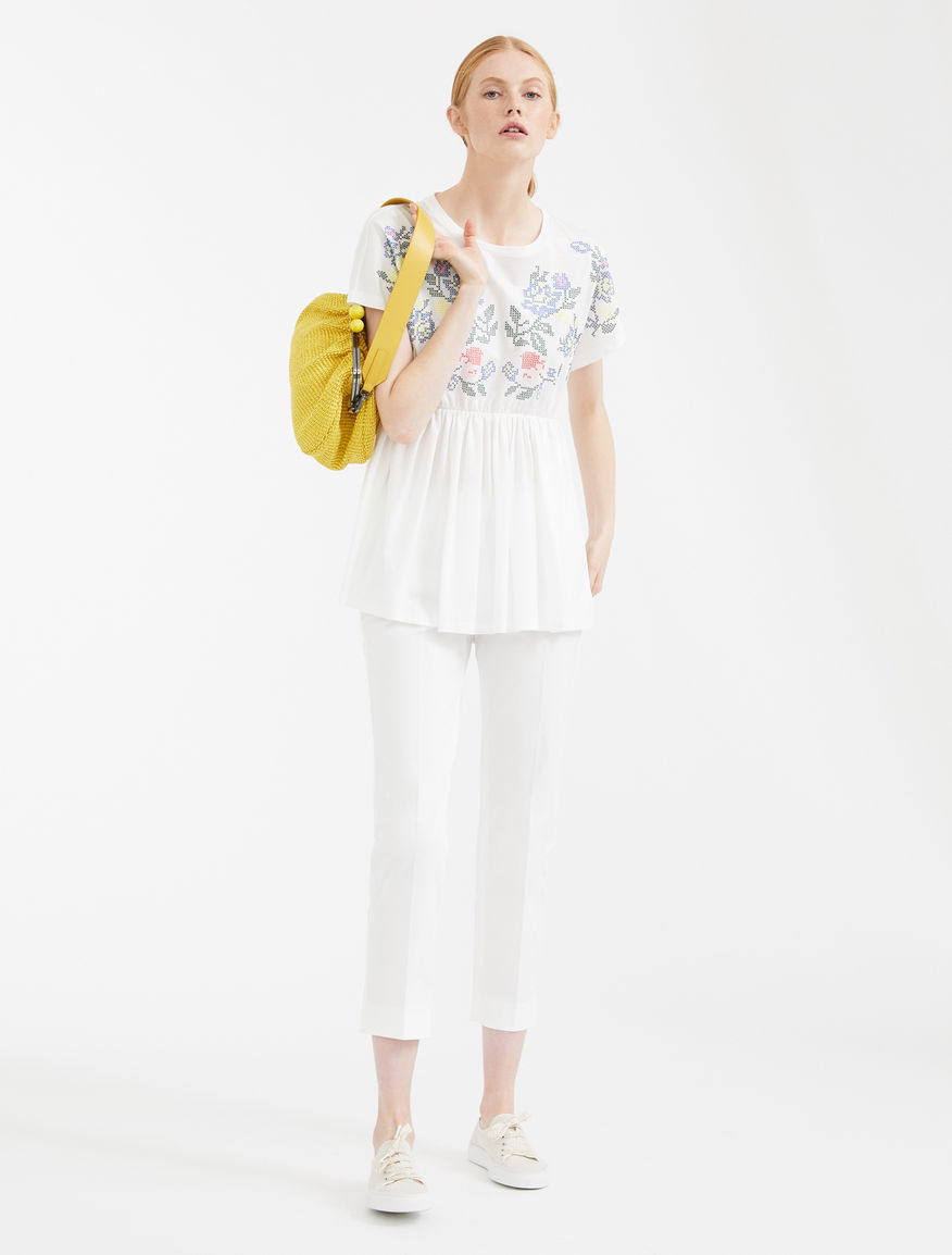 Embroidered cotton jersey T-shirt Weekend Maxmara Embroidered cotton jersey T-shirt Weekend Maxmara