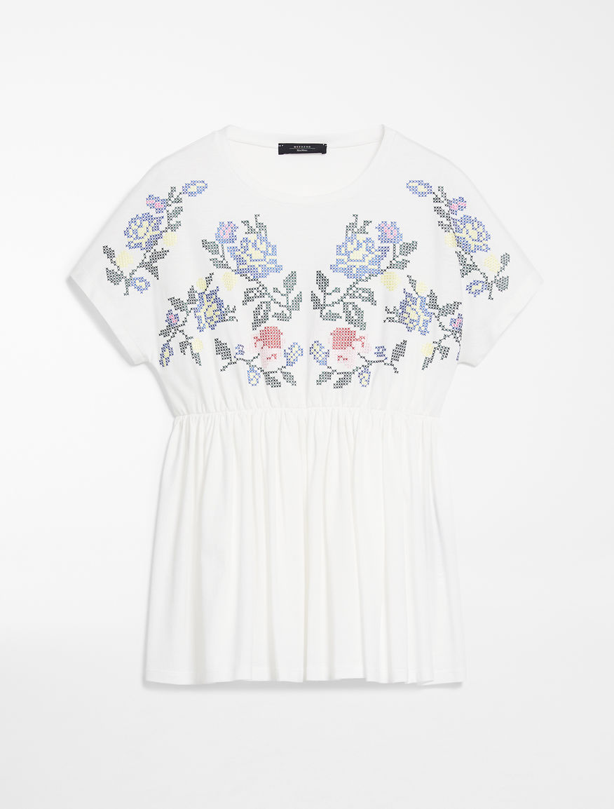 Embroidered cotton jersey T-shirt Weekend Maxmara Embroidered cotton jersey T-shirt Weekend Maxmara