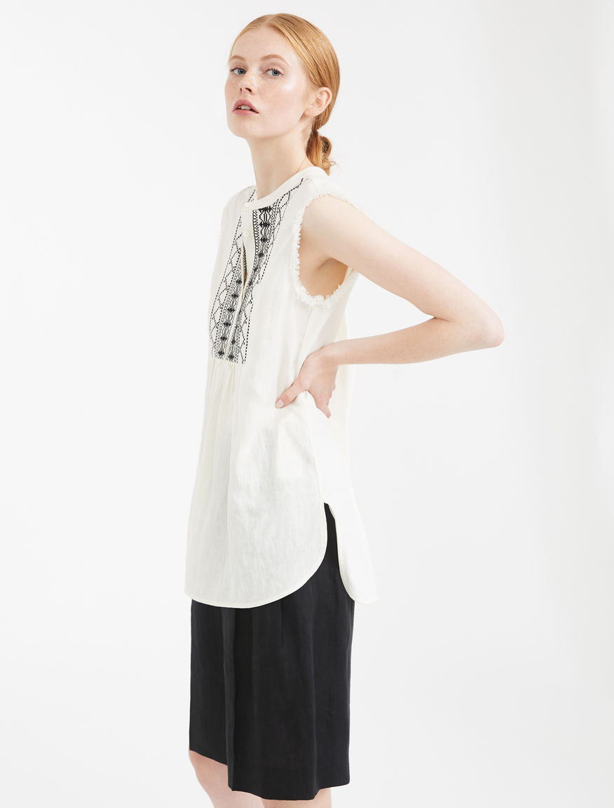 Embroidered linen and jersey top Weekend Maxmara Embroidered linen and jersey top Weekend Maxmara