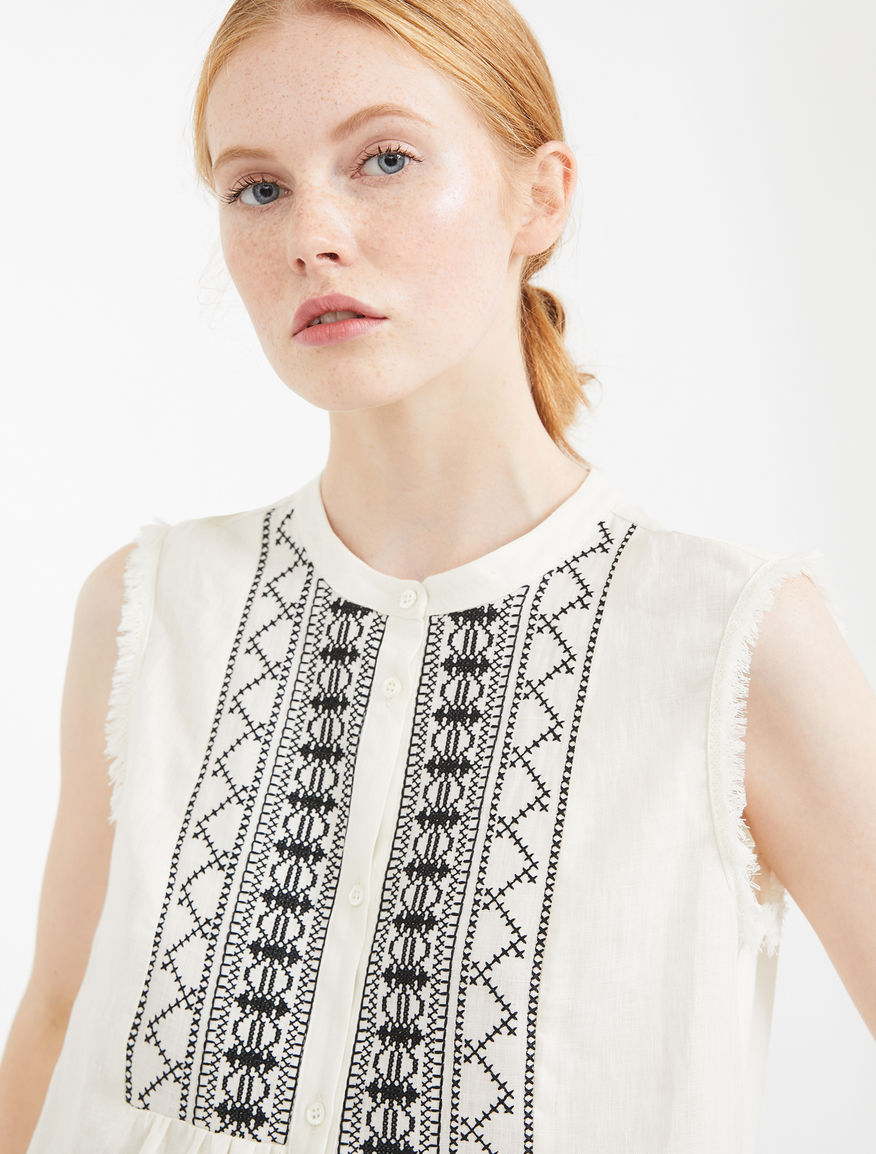 Embroidered linen and jersey top Weekend Maxmara Embroidered linen and jersey top Weekend Maxmara