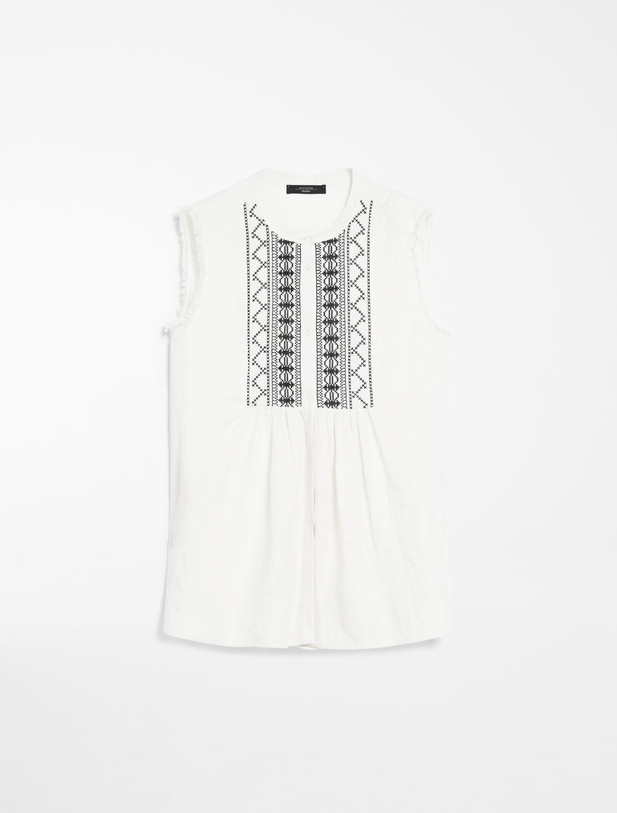 Embroidered linen and jersey top Weekend Maxmara Embroidered linen and jersey top Weekend Maxmara