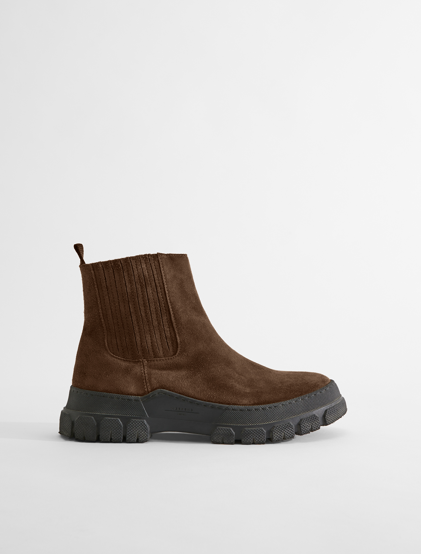 Suede leather ankle boots, dark brown 