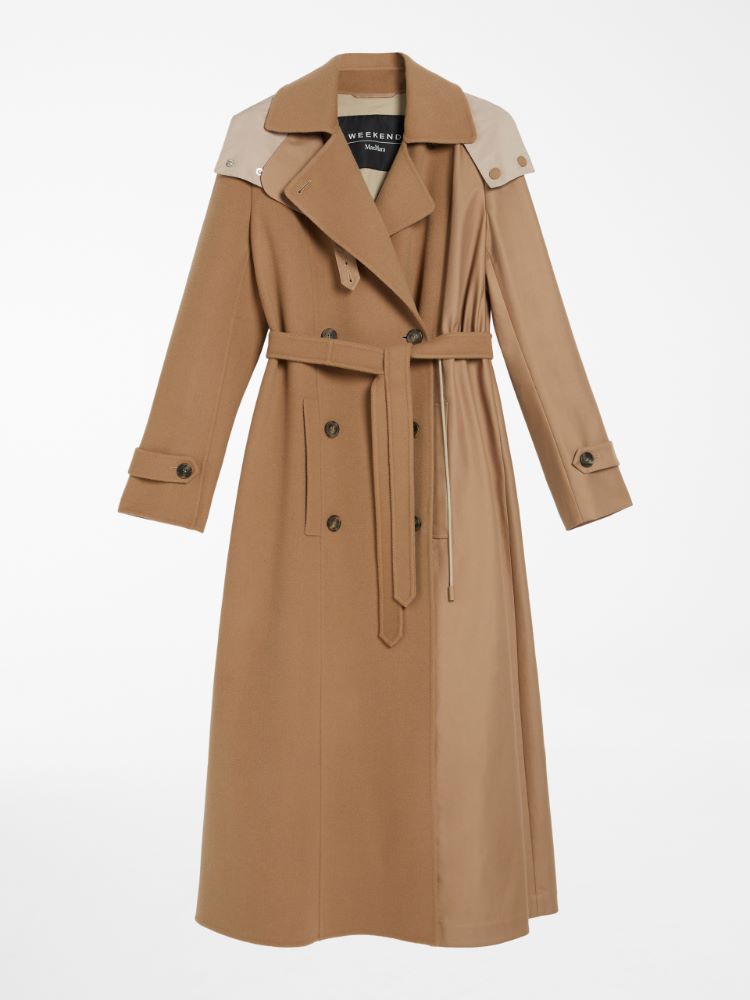 Water-repellent wool and twill trench coat, camel - Weekend Max Mara