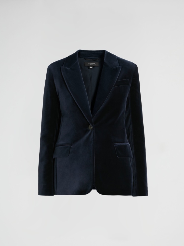 Cotton velvet blazer, ultramarine - Weekend Max Mara