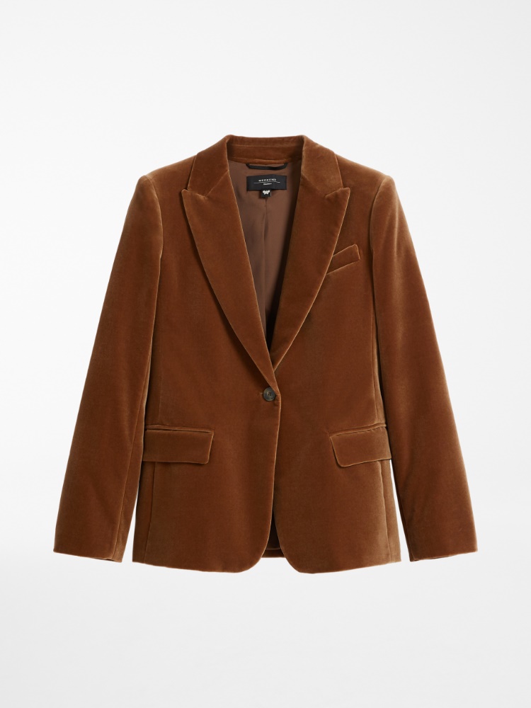 Cotton velvet blazer, caramel - Weekend Max Mara