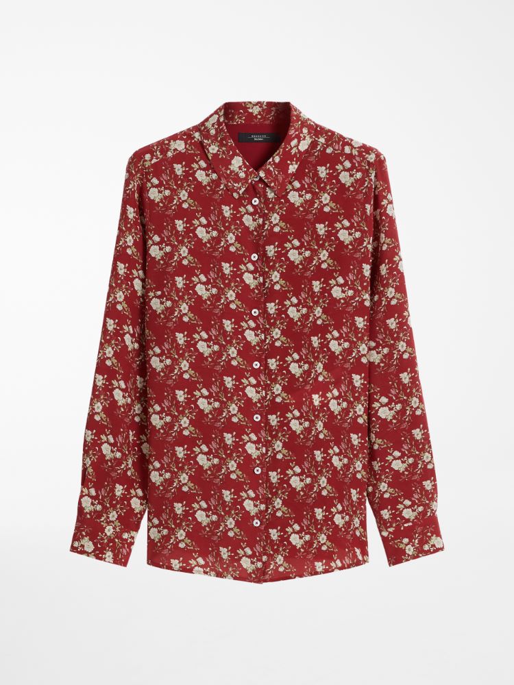 Silk crepe de chine shirt, red - Weekend Max Mara