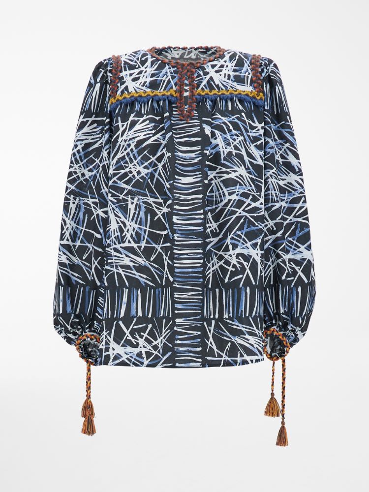 Silk and viscose jacquard blouse, ultramarine - Weekend Max Mara
