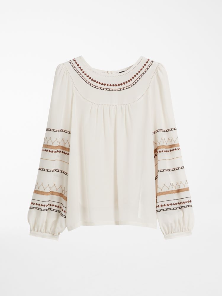 Silk crepe de chine blouse, milk - Weekend Max Mara