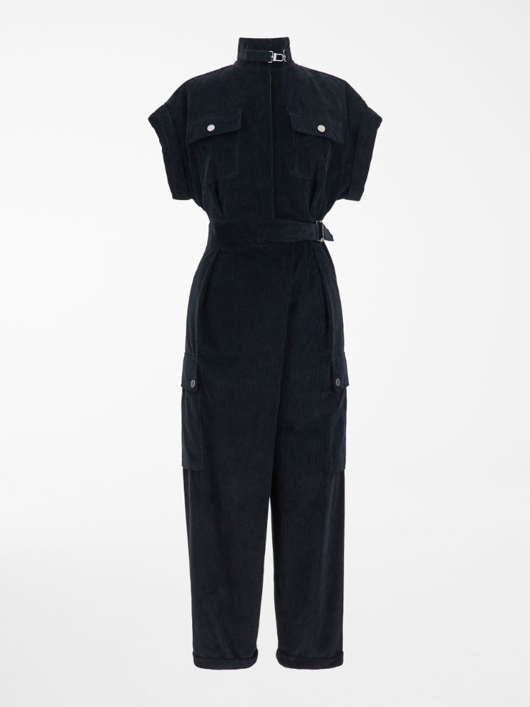 Cotton velvet jumpsuit, black - Weekend Max Mara