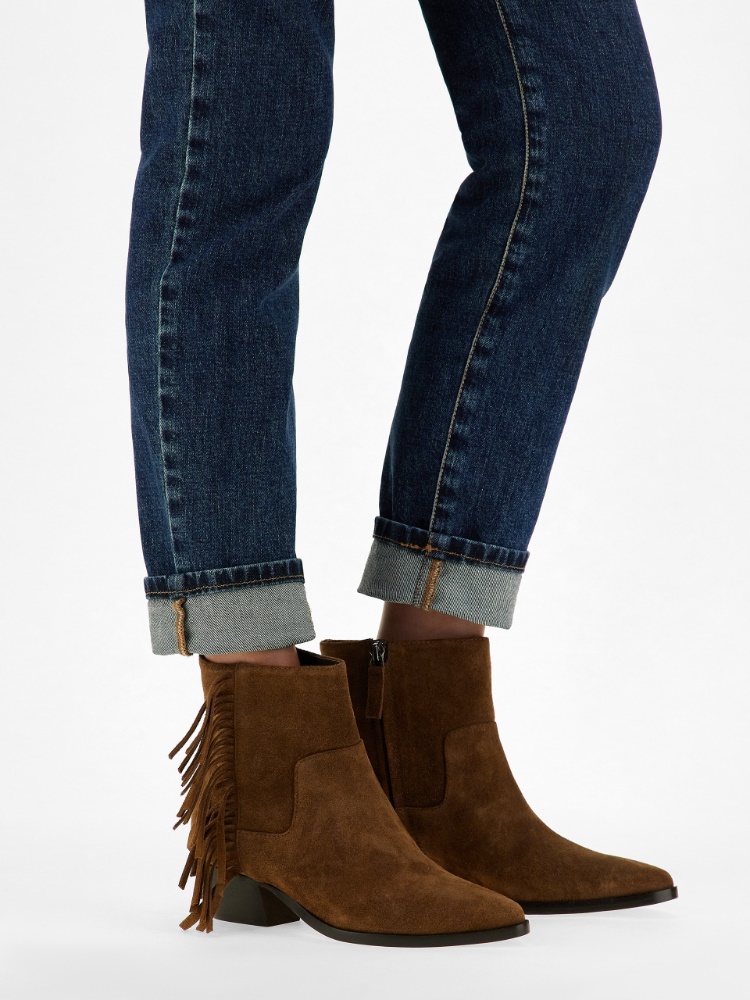 Suede leather ankle boots, tobacco - Weekend Max Mara