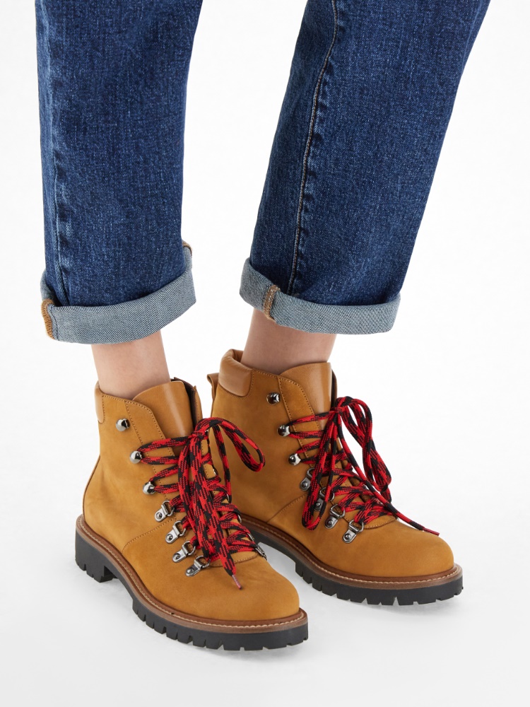 Waterproof nubuck leather hiking boots, tobacco - Weekend Max Mara