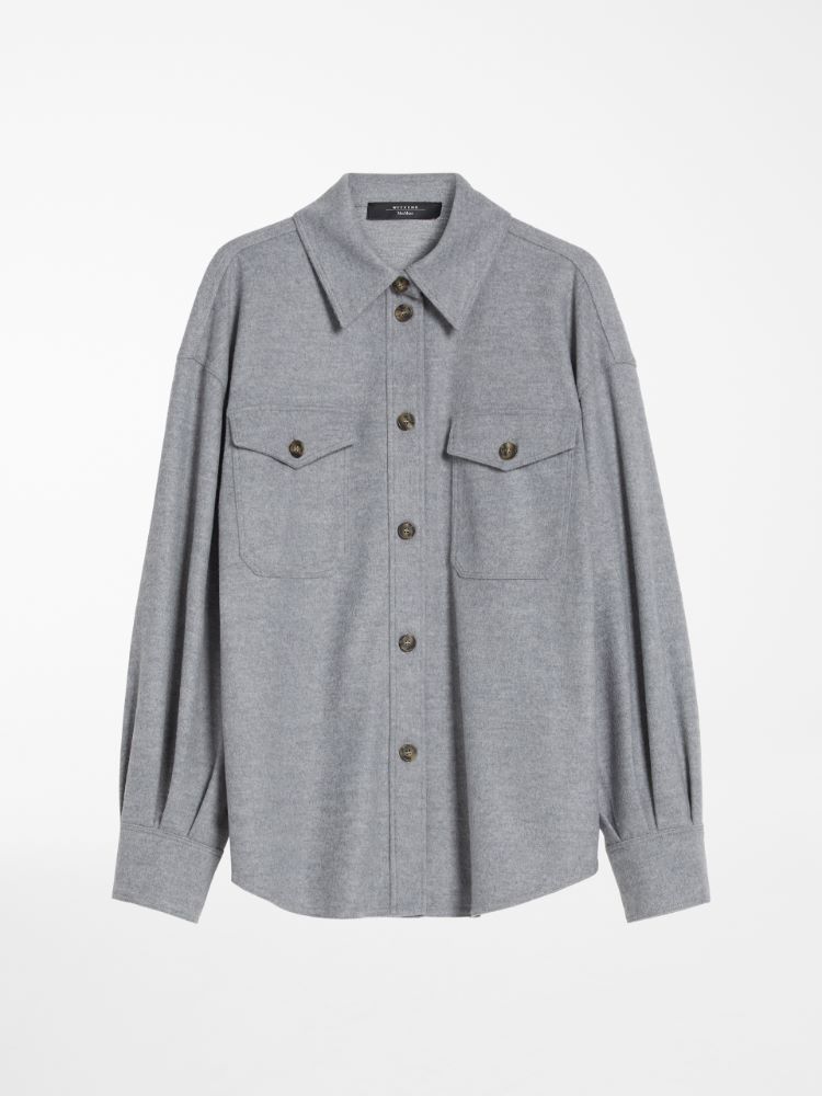 Wool-blend jersey shirt, light grey - Weekend Max Mara