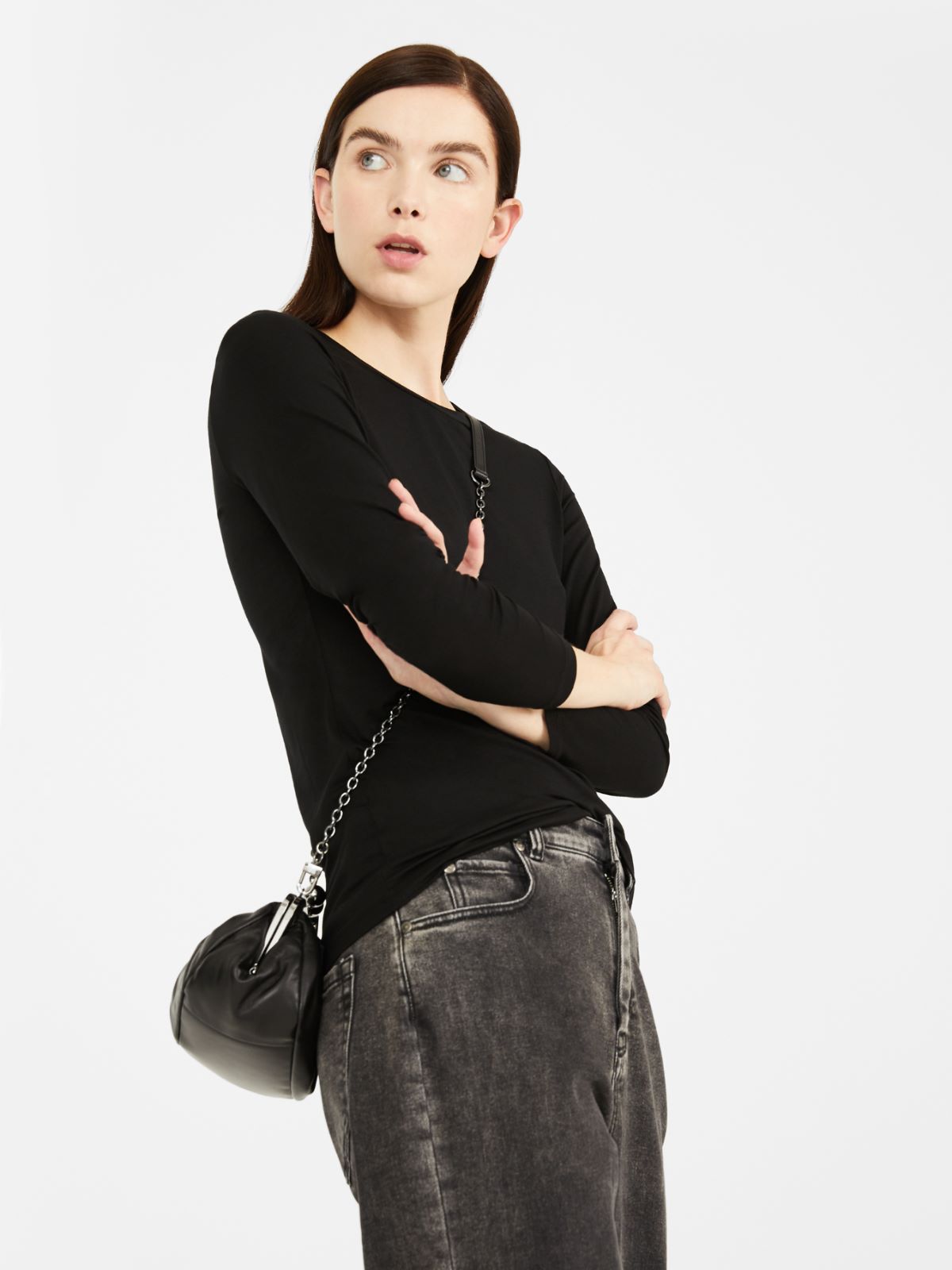 Viscose jersey T-shirt, black - Weekend Max Mara