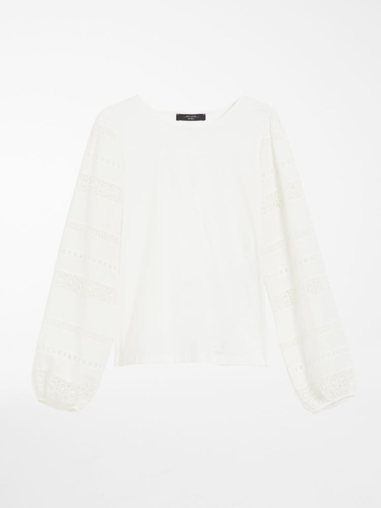 Cotton jersey blouse, optical white - Weekend Max Mara