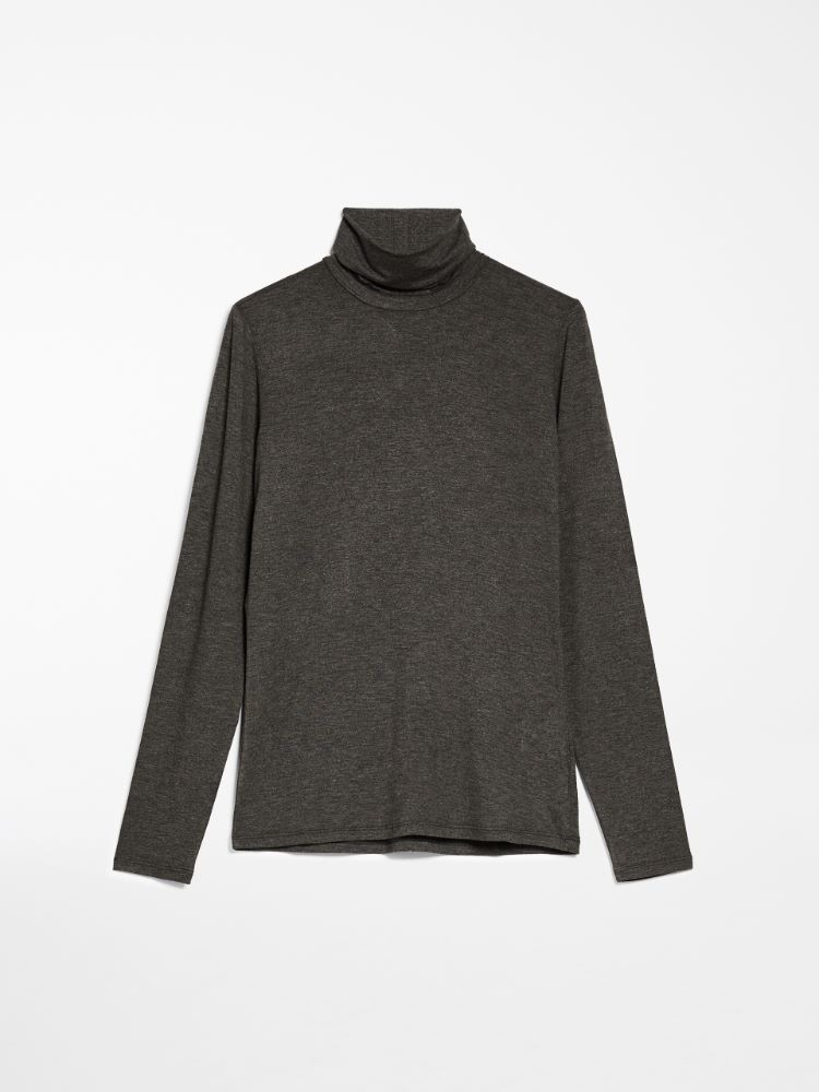 Viscose jersey polo-neck sweater, dark grey - Weekend Max Mara