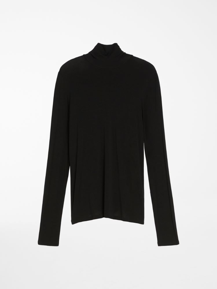 Viscose jersey polo-neck sweater, black - Weekend Max Mara
