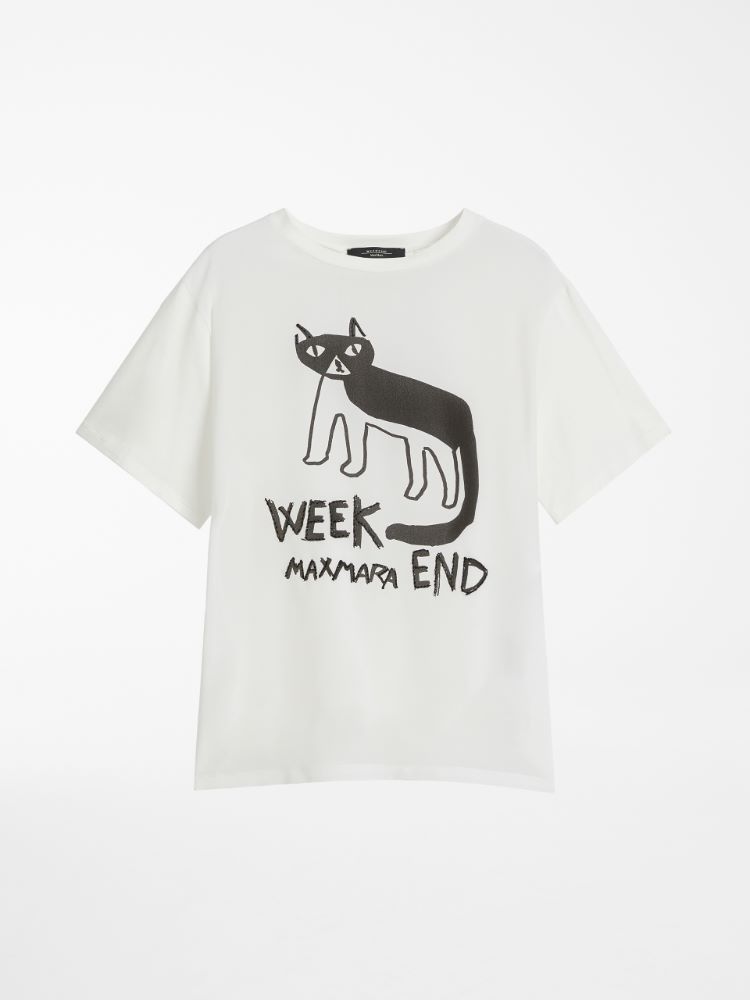 Silk crepe de chine T-shirt, white - Weekend Max Mara