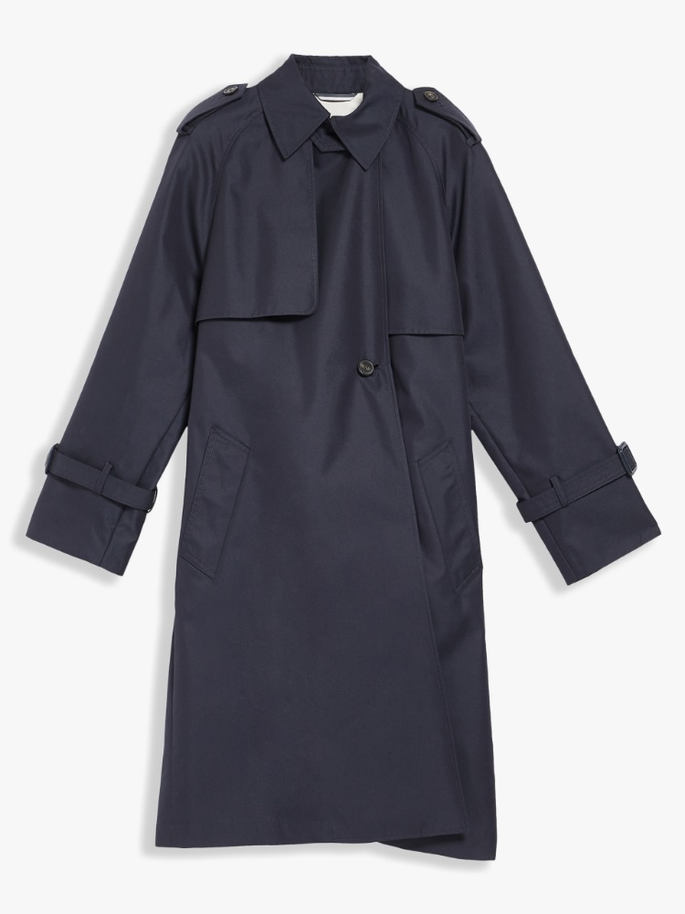 Water-repellent gabardine trench coat, navy - Weekend Max Mara