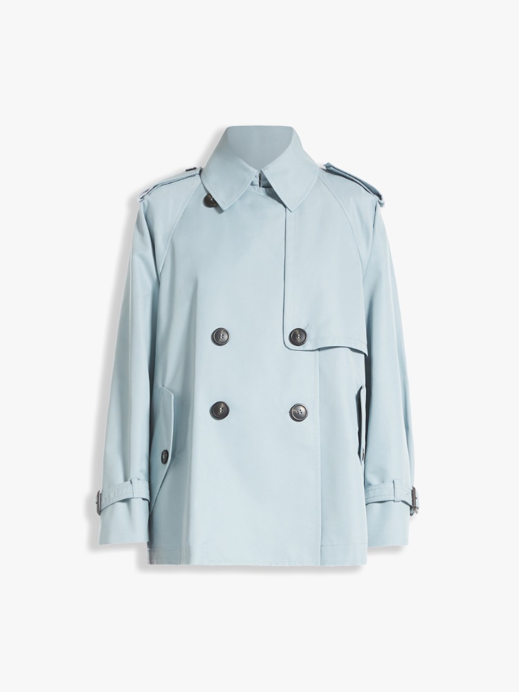 Water-repellent gabardine trench coat, sky blue - Weekend Max Mara