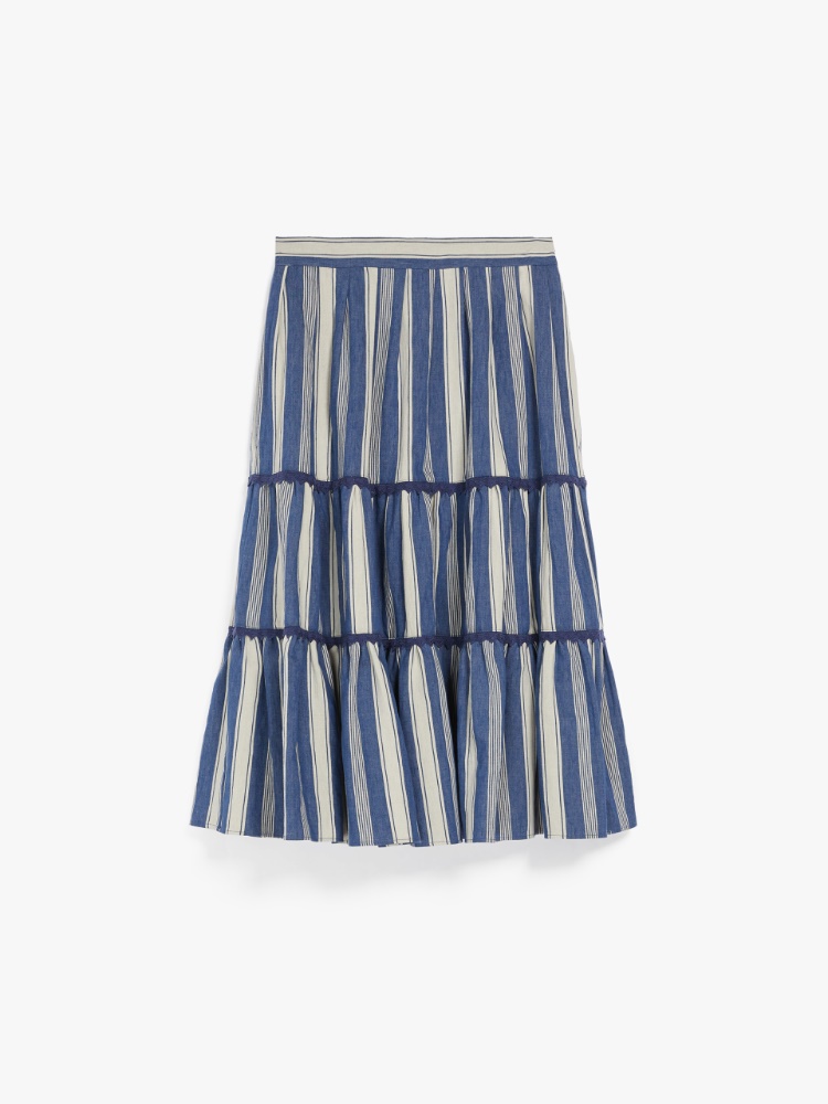 Cotton and linen twill skirt, navy - Weekend Max Mara