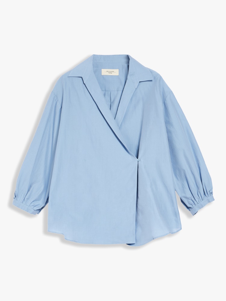 Cotton and silk canvas shirt, sky blue - Weekend Max Mara