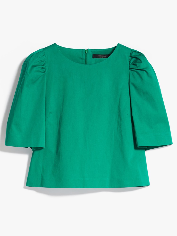 Cotton sateen blouse, green - Weekend Max Mara