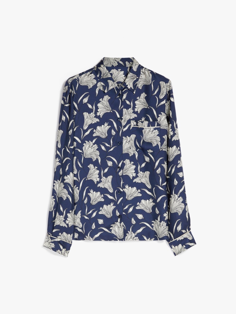 Silk twill shirt, navy - Weekend Max Mara