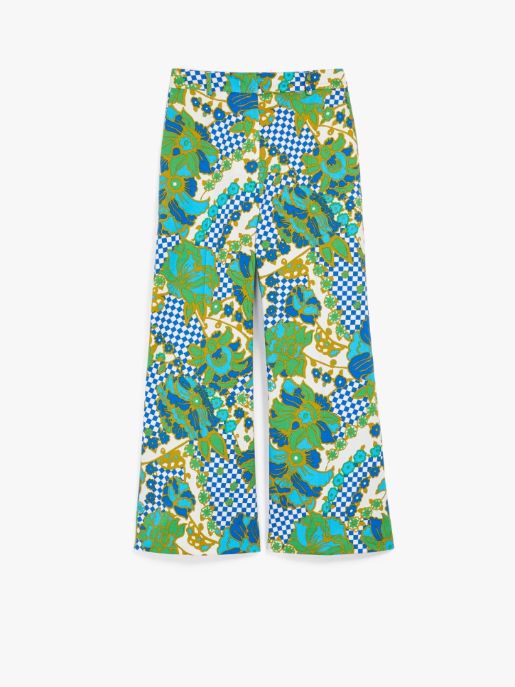 Cotton piqué trousers, turquoise - Weekend Max Mara