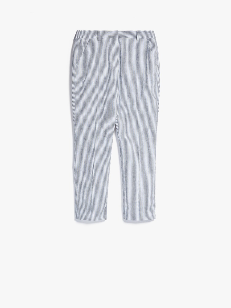 Cotton and linen trousers, navy - Weekend Max Mara