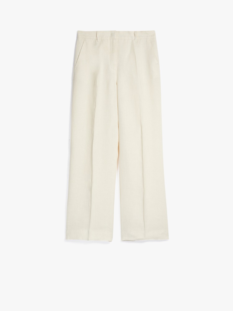 Linen canvas trousers, ivory - Weekend Max Mara