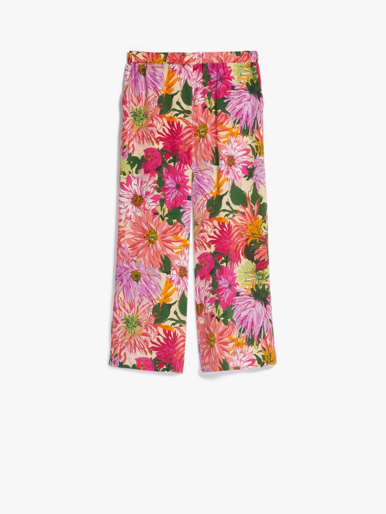 Silk crepe de chine pyjama trousers, pink - Weekend Max Mara