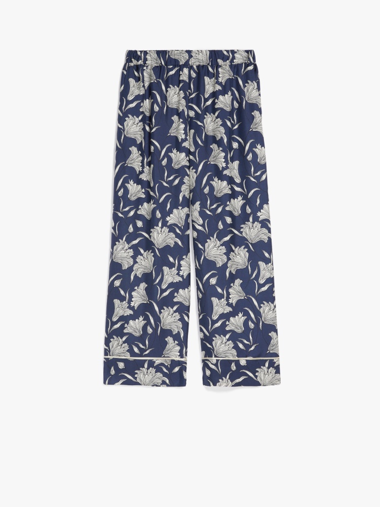 Silk twill trousers, navy - Weekend Max Mara