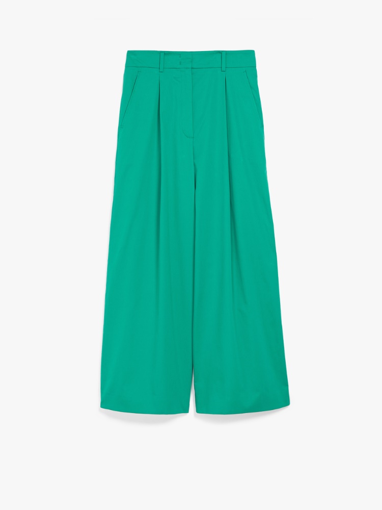 Cotton sateen trousers, green - Weekend Max Mara