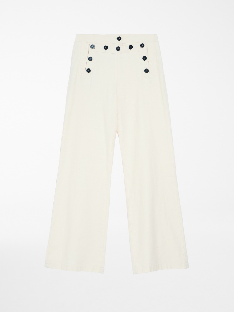 Cotton and linen trousers, ecru - Weekend Max Mara