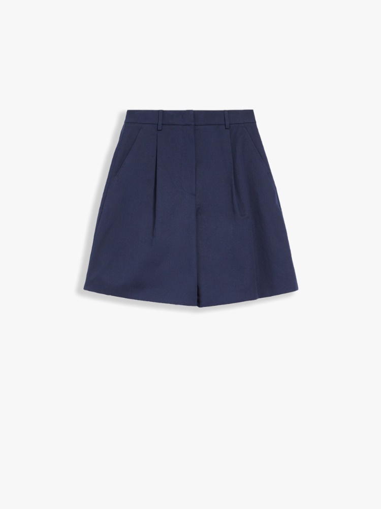 Cotton and linen shorts, navy - Weekend Max Mara