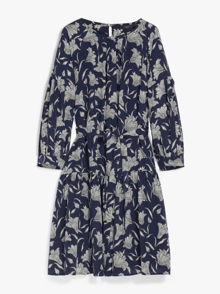 Silk crepe de chine dress, navy - Weekend Max Mara