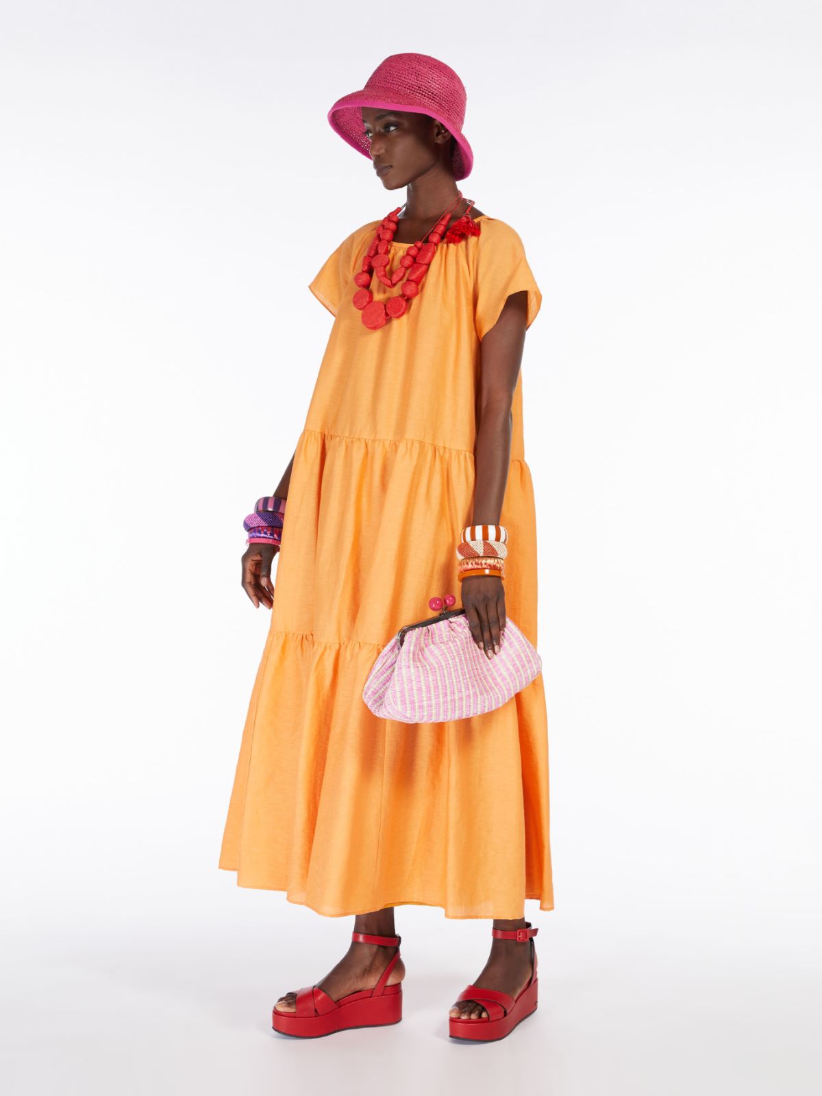 Linen and cotton canvas dress , orange - Weekend Max Mara