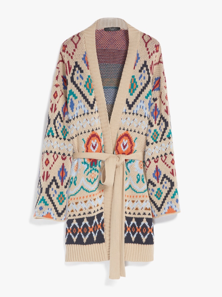 Jacquard cotton maxi cardigan, honey - Weekend Max Mara