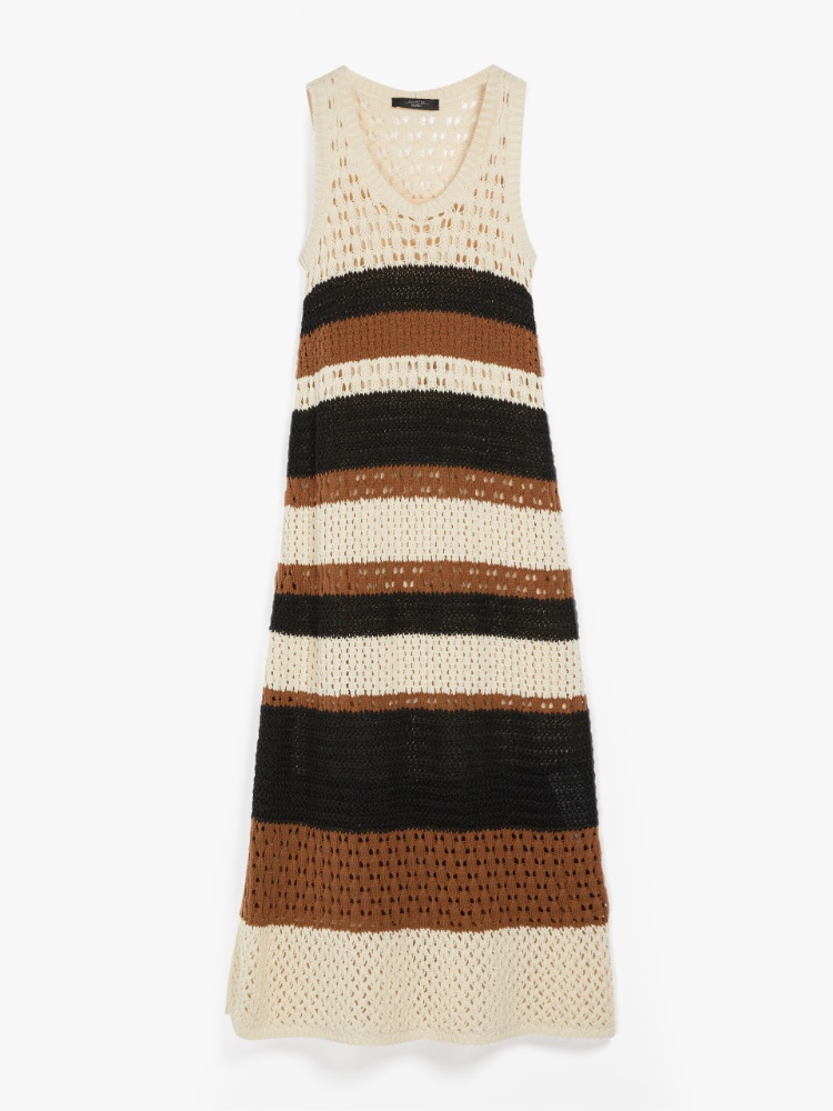 Cotton and linen yarn dress, tobacco - Weekend Max Mara