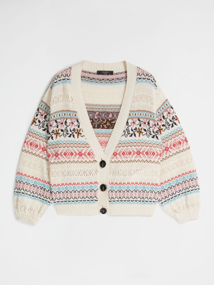 Jacquard cotton cardigan, ivory - Weekend Max Mara