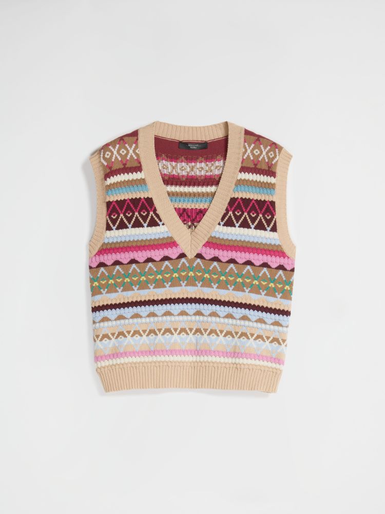 Jacquard cotton-blend knitted gilet, multicolour - Weekend Max Mara