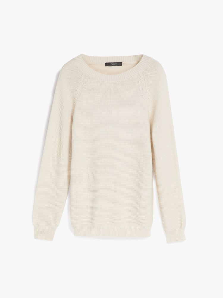 Cotton cordonnet sweater, ivory - Weekend Max Mara