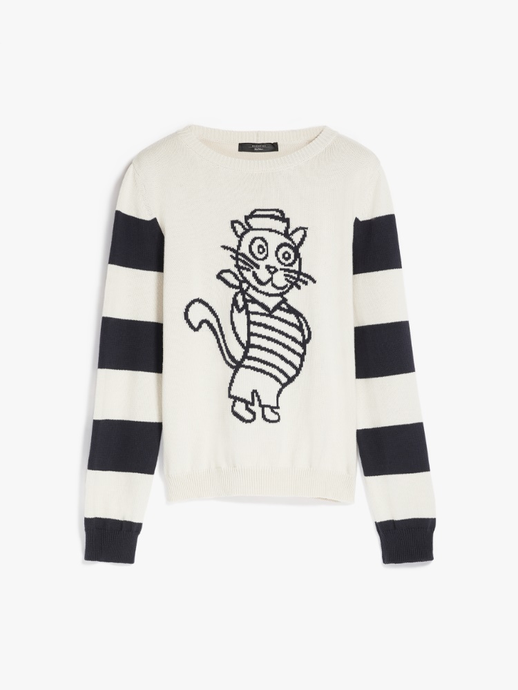 Cotton-blend cordonnet sweater, ivory - Weekend Max Mara