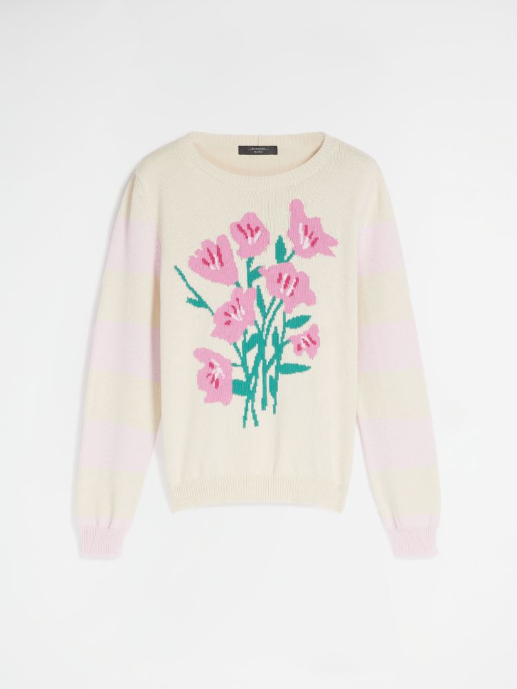 Cotton-blend cordonnet sweater, ivory - Weekend Max Mara