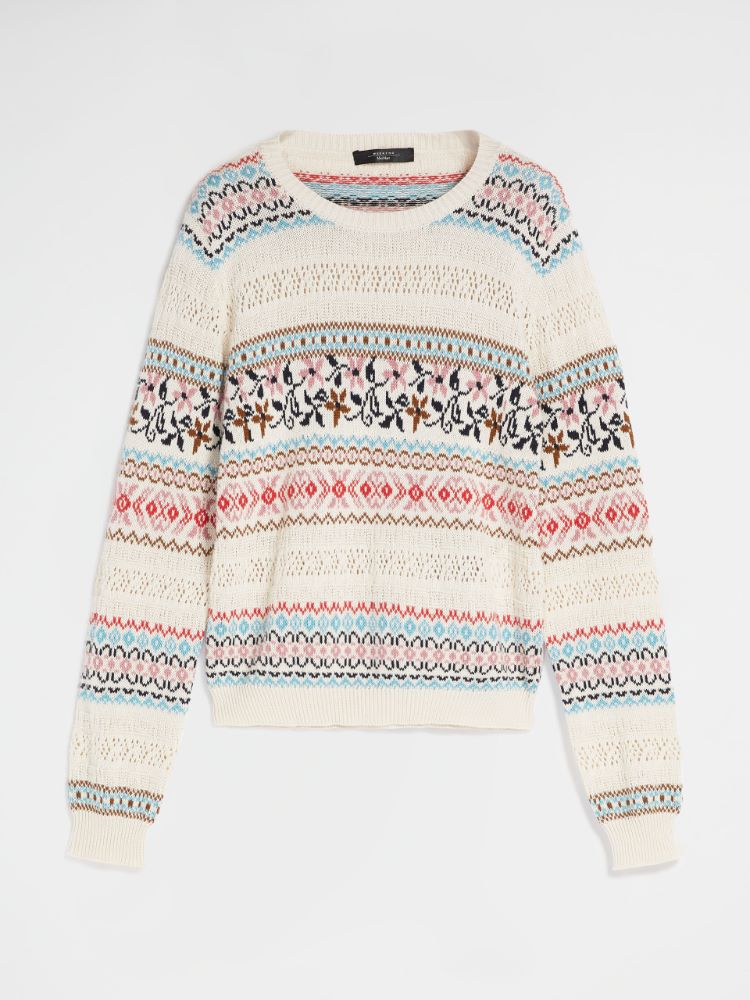 Jacquard-knit cotton sweater, ivory - Weekend Max Mara