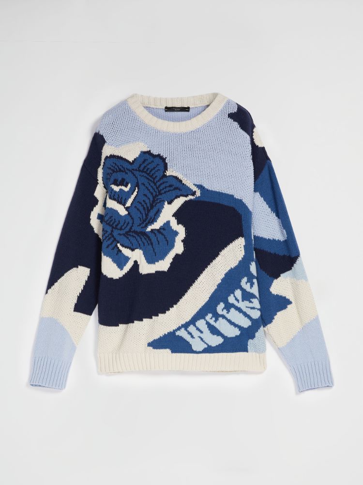 Cotton-blend cordonnet sweater, light blue - Weekend Max Mara