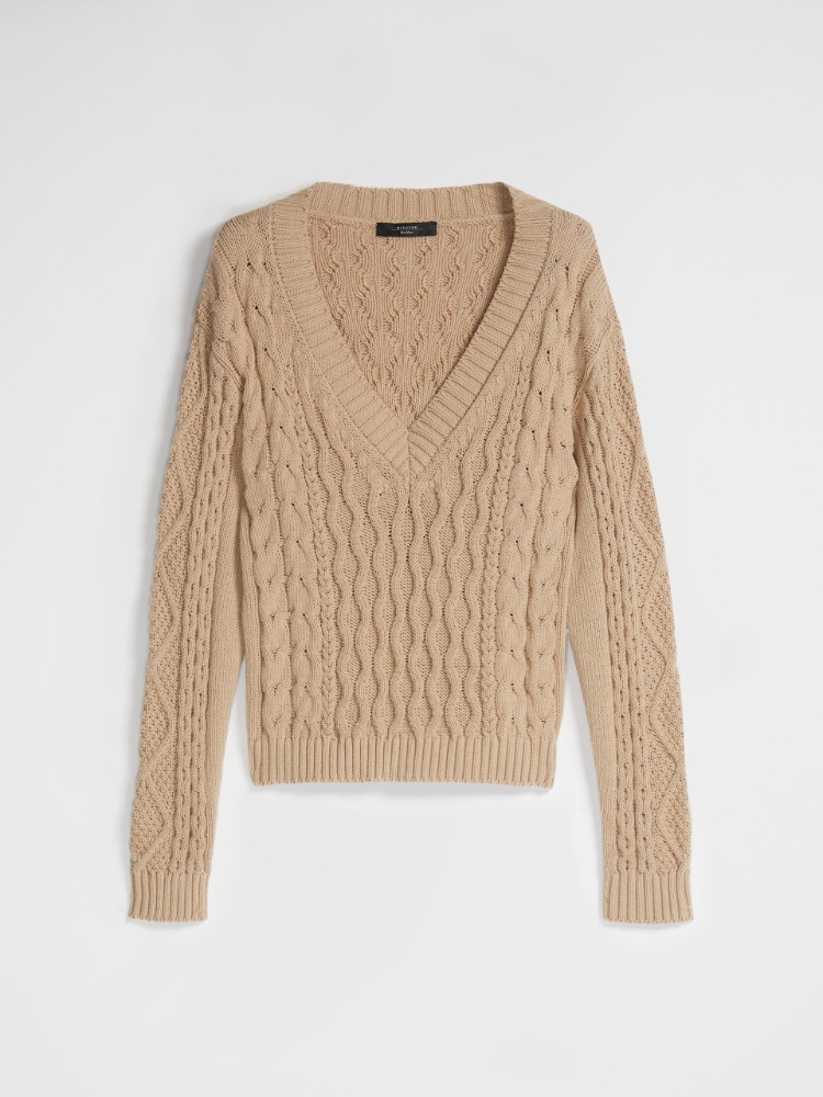 Cotton-blend cordonnet sweater, honey - Weekend Max Mara