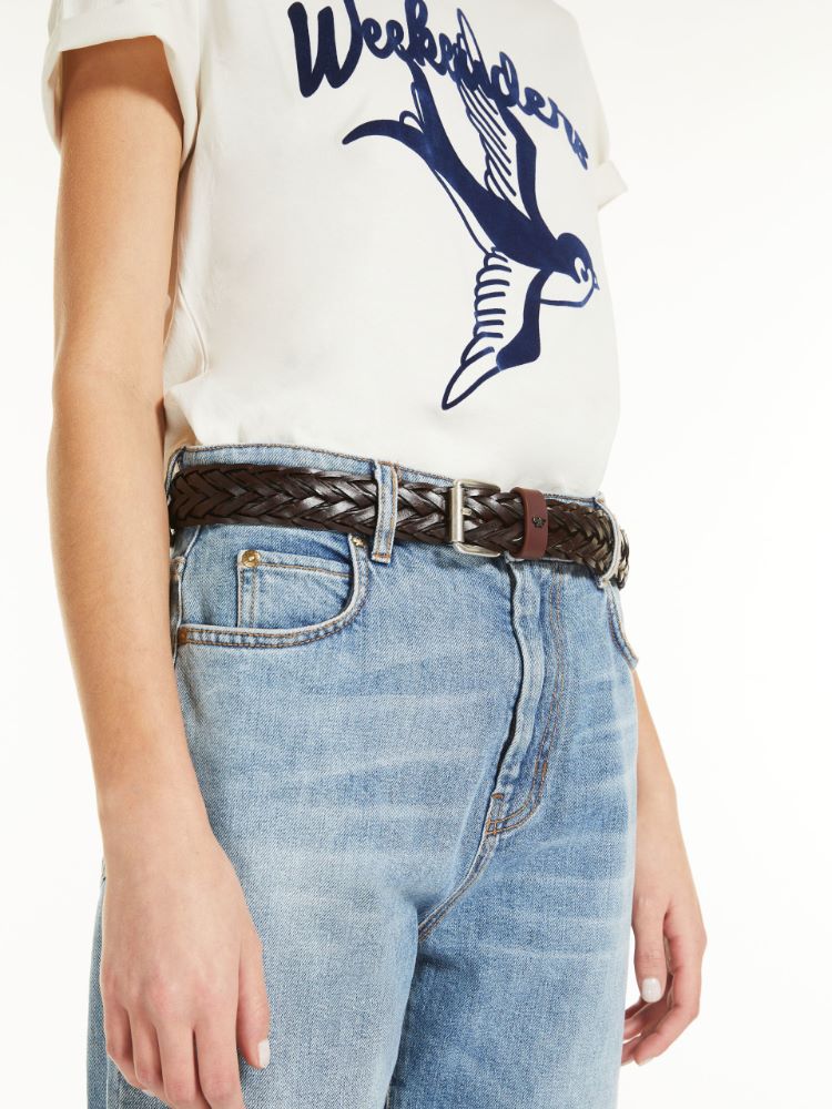 Braided leather belt, dark bown - Weekend Max Mara