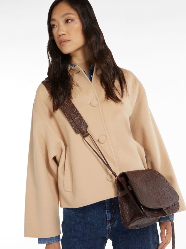 Crossbody bag in floral-printed leather, dark bown - Weekend Max Mara